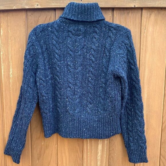 🧥DKNY Heathered Black/Gray Cropped Turtleneck 100% wool - EUC! Petite M - Picture 2 of 9
